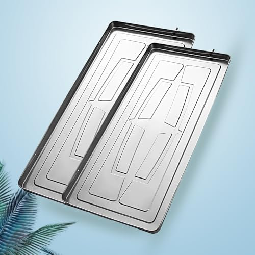 CXLXBRZD Bandeja de Goteo del Aire Acondicionado, Galvanizadas, con Kit de Drenaje, Accesorios para Aire Acondicionado de Ventana y Mini Split(93x44x3.5 cm)