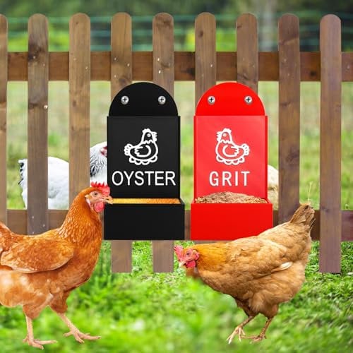 Foppla Oyster Shell Feeder,2Pcs Weather Resistant Chicken Grit Feeder,Large Capacity Chicken Oyster Shell Feeders for Hanging or Wall Mounting