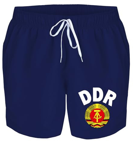 Badehose Herren DDR Ährenkranz mit Hammer und Zirkel Badeshorts Bedruckt Männer Schwimmhose Beach Shorts Swim Shorts Men, Größe:XL, Farbe:dunkelblau