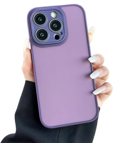 ORBANA Custodia per iPhone 15 Pro, di lusso, opaca, trasparente, in silicone morbido, antiurto, rigida, in PC (per iPhone 15 Pro/viola scuro)