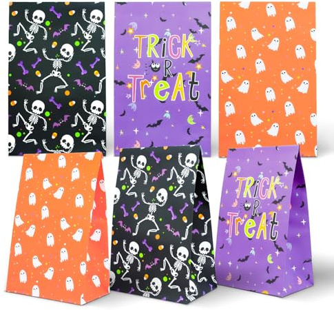 Halloween Geschenktüten 24er-Set Papiertüten Partytüten 21 x 12 x 7cm Geschenktüten Geschenktaschen Partytaschen