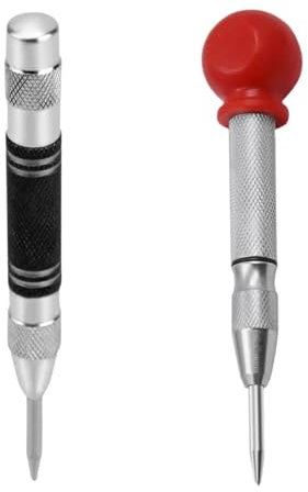 TAIOSNADJ 2PCS Automatic Centre Punches,2 Pack Heavy Duty Spring Loaded Center Punches,Heavy Duty Automatic Center Punches,Adjustable Tension Spring Center Punches Tool for Metal,Glass，Steel,Wood,DIY