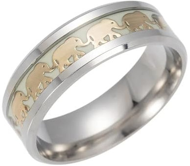 Vintage Golden Elephant Band Ringe für Männer Frauen Leuchtend im Dunkeln leuchtet