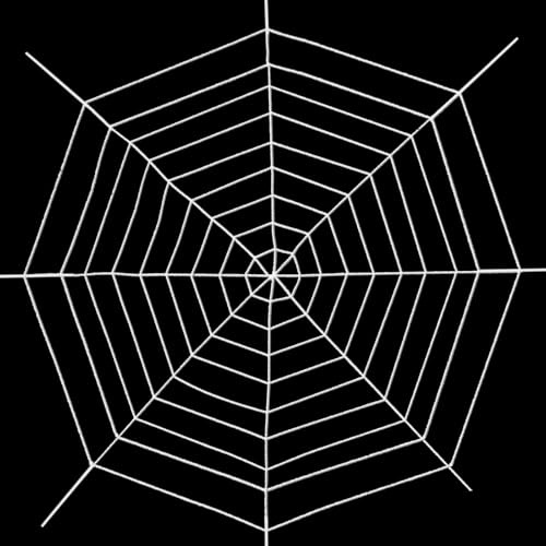 12 FT Large White Spider Web Halloween Decorations for Outdoor Yard Porch | Giant Rope Fake Spiderweb Net, 9-Ring Web String for Haunted House, Wall, Birthday, Spooky Trick-or-Treat Hanging Party Decor