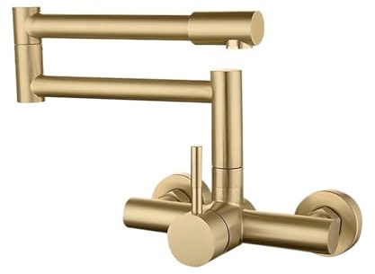 Klappbarer Wasserhahn Spüle， Klappbarer Schwenkarm-Küchen- und Badarmatur aus Edelstahl 304, mehrfarbig(Brushed Gold Faucet)