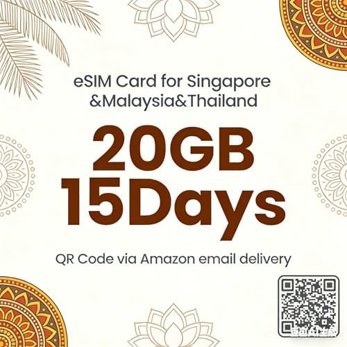 esim Singapore Malaysia Thailand 20GB Daten 30 Tage Prepaid Karte Datenpaket 4G/5G Prepaid Reise-eSIM für SMT Länder Sofortige QR-Code Lieferung Kein physisches SIM erforderlich KOM iOS Android