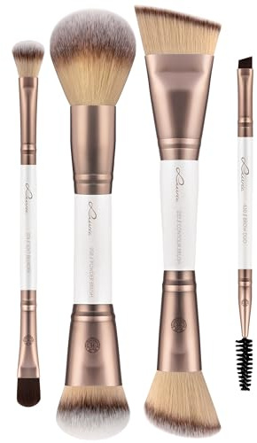 Make-up Pinselset Gesicht & Augen | Duo Mirage 4|8 | Vegane Schminkpinsel | Foundation Pinsel | Puderpinsel | Contour Pinsel | Blush Brush | Lidschattenpinsel | Luvia