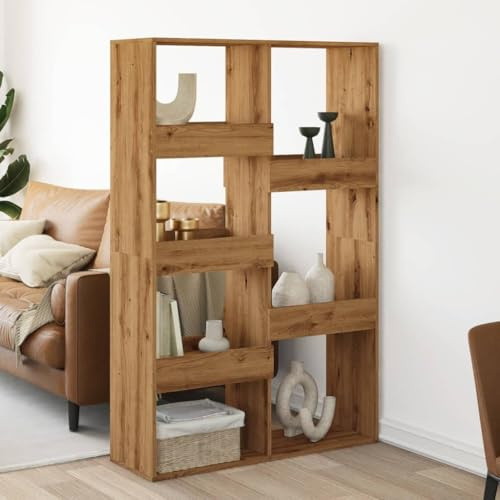DYRJDJWIDHW Raumteiler Regal Bücherregal mit 7 Fächern, Raumteiler Artisan-Eiche 100x33x155,5 cm Holzwerkstoff, Stauraum Möbel für Wohnzimmer und Büro, Langlebig & Pflegeleicht