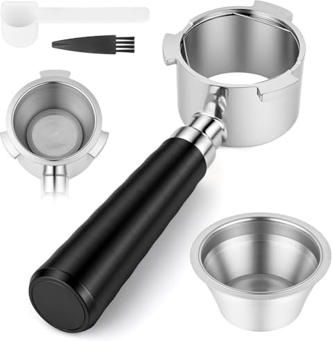 HOTUT Portafiltro Sin Fondo 51mm para Espresso Preciso, Portafiltro sin fondo de 51 mm con 3 Orejas Compatible con DeLonghi Dedica EC680/EC685/EC785/EC820/ Máquina de café Smeg, acero inoxidable
