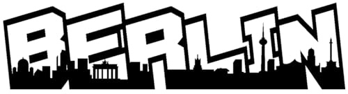 Samunshi® Aufkleber Berlin Schriftzug Skyline Graffiti 15 x 3,9cm schwarz