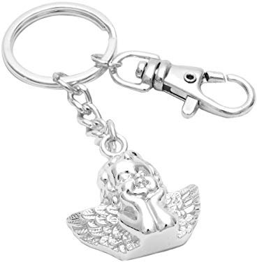 Brillibrum Design Engel Schlüsselanhänger Schutzengel aus Metall versilbert anlaufgeschützt Engel Anhänger Schutzengel-Figur Glücksbringer Silber Engelchen