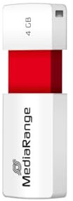 MediaRange USB 2.0 Speicherstick 4GB - Color Edition, Mini USB Flash-Laufwerk mit Schiebemechanismus, Externe Speichererweiterung mit Lesegeschwindigkeit von bis zu 10 MB/s, Farbe Rot
