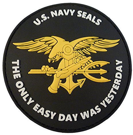US Navy Seals The Only Easy Day Was Yesterday DEVGRU NSWDG Morale PVC 3D Touch Fastener Patch (Multicoloured)