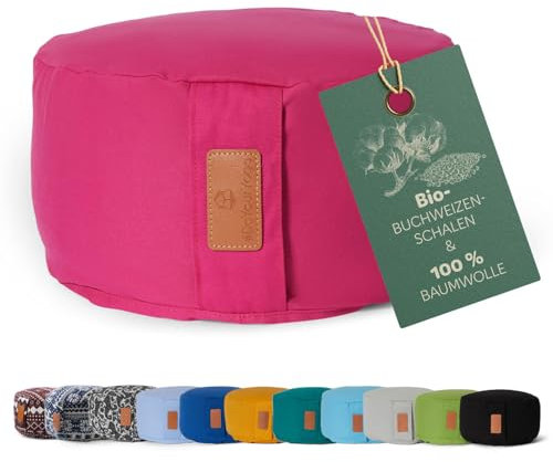 #DoYourYoga cuscino rotondo per yoga 30cm x 15cm | rosa | fodera lavabile | riempito con gusci di grano saraceno biologico (KBA) | cuscino yoga per Yin Yoga e Meditazione