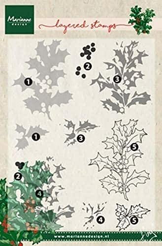 Marianne Design Tiny's Holly Clear Layering Stamp Set, Synthetic Material, 22.7 x 12.9 x 0.4 cm