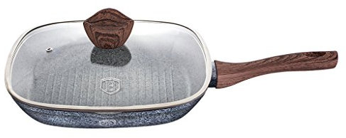BerlingerHaus Forest Line- Original Brown Grillpfanne mit Deckel 28 cm, BH/1599 Holz Edelstahl 18/8