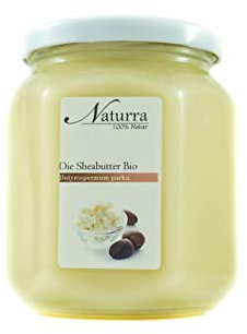 Naturra Bio Sheabutter unraffiniert kaltgepresst Glastiegel 480g Rohware frisch