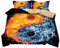 Stillshine Bettwäsche Set Yin und Yang Klatschfigur Flamme Bettbezug und Kissenbezug 100% Polyesterfaser Bettwäsche mit verdecktem Reißverschluss (Wasser und Feuer klatsch, 220x260cm)