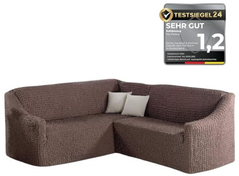My Palace Zaira Ecksofabezug L-Form Eckcouch Bezug Rutschfester und elastischer Stretch Spandex Sitzeckenbezug Sofa Überwurf Sofahusse Couchcover Braun