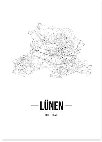 JUNIWORDS Stadtposter - Wähle Deine Stadt - Lünen - 21 x 30 cm Poster - Schrift B - Weiß