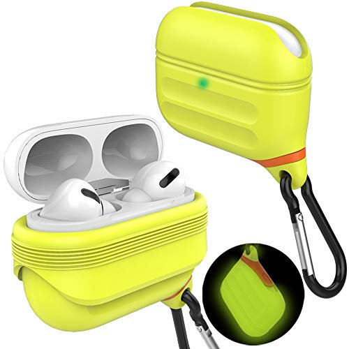 HALLEAST Für Airpods Pro 2 Case【wasserdichte】 Hülle Unterstützt drahtloses Aufladen,Silikon Wasserdicht Schutzhülle Cover Kompatibel mit Apple Airpods Pro 2 2022/Airpods Pro 2019,Night Glow Yellow