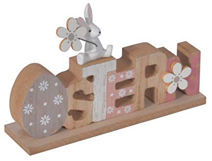 CHICCIE Holz Schrifzug Ostern Mit Osterhasen 15cm - Aufsteller Osterdeko Frühlingsdeko Deko Buchstaben Holzschriftzug