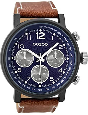 Oozoo Herren Armbanduhr braun Analog C9456A Timepieces Lederarmband UOC9456A Analoguhr