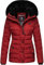 Navahoo Damen warme Winter Steppjacke mit Abnehmbarer Kunstfell-Kapuze Milianaa Red Gr. S