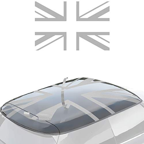Paileco - Adesivi per tetto con motivo a strisce incisioni (Union Jack, argento) per MIN Hardtop R50 R53