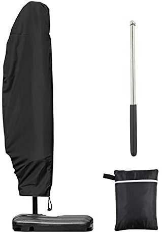 Victarvos Housse de Protection pour Parasol Deporte 3m 4m, Housse de Parasol Déporté avec 1,4m de Long Fermeture Éclair, Protection pour Parasol Deporte avec Tige Télescopique, 280x30/80/45 cm