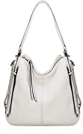 NICOLE & DORIS Handtasche Damen Umhängetasche Weiche Leder Taschen Groß Schultertasche Retro Henkeltasche Hobo Bag Shopper Damen Tragetasche mit Mehreren Taschen Weiß