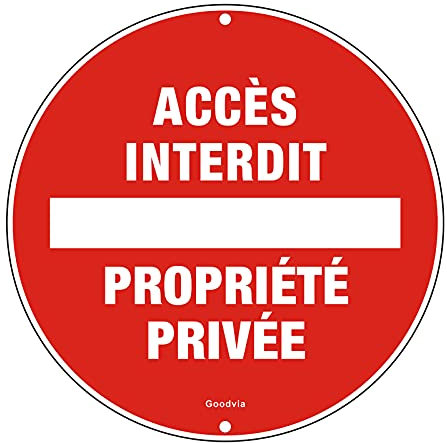 Goodvia Panneau Propriété Privée Metal Réfléchissant Rond Diamètre 300 mm, Panneau Accès Interdit Propriété Privée en Aluminium, Résistant aux Intempéries, Imperméable et Résistant aux UV, 1PC