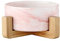 Bols pour chiens et chats en céramique relevés avec supports en bambou, bols relevés en céramique avec supports en bois (15,5 cm, marbre rose)