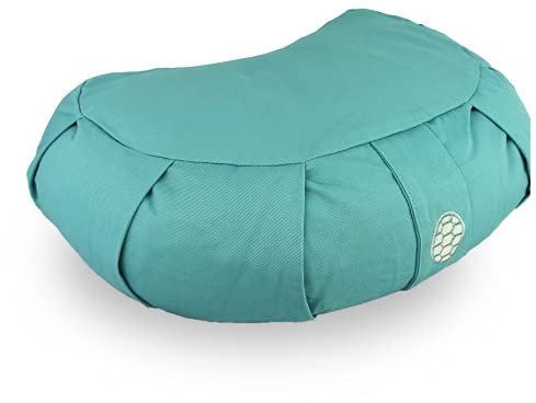 TORTUGA - Cuscino Meditazione Yoga Zafu - Altezza 15cm - Ripieno di grano saraceno sostenibile - Fodera in cotone facile da lavare - Migliora la postura e la consapevolezza (blu)