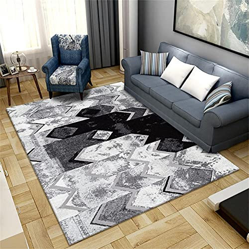 Room Decor Teppich Flach Gewebt Schwarz-Weiß-Farbe passender Teppich-Spiel-Teppich komfortable Wohnzimmer-Dekoration Kuschelige Teppiche 120X160cm