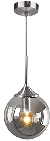 KCO Lighting Moderne große Glaskugel Pendelleuchte Pinsel Nickel Pendelleuchten Küche Insel Einzelne Hängeleuchte Leuchte Glaskugel Kronleuchter (Rauchgrau)