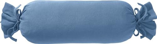 Erwin Müller Nackenrollenbezug Nürnberg Doppel-Jersey, Rauchblau Größe 40x15 cm Ø - strapazierfest, besonders formtreu, mit Bindeband