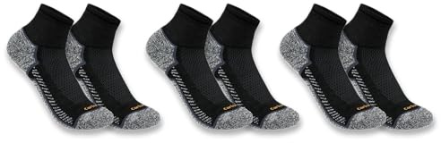 Carhartt Men's Force Midweight Quarter Sock 3 Pack, Black, X-Large