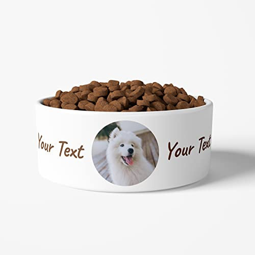 Personalisedog Gamelle pour chien personnalisée en céramique avec photo et texte | Gamelle avec nom personnalisable (image et texte)