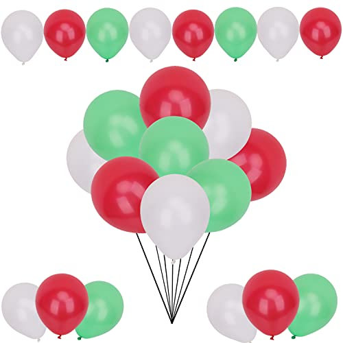 WedDecor Lot de 50 grands ballons en latex de qualité hélium pour enfants, fête de tournoi de football, coupe du monde de la FIFA - Rouge, blanc et vert - 25,4 cm