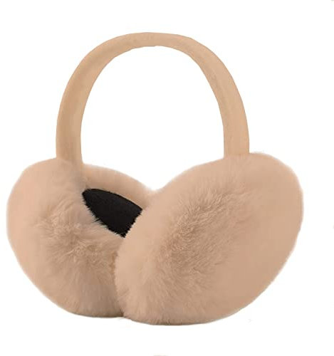 IHCEMIH Ohrenschützer Damen-Ohrenschützer Winterzubehör Flauschig Plüsch Erwachsene Outdoor Thermo-Ohrenwärmer Skifahren Laufen Ohren Schutz vor Wind Kalt Modisches Geschenk für Mädchen Damen Beige