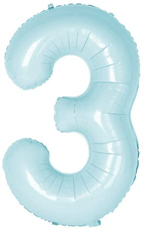 Oblique Unique® Folien Luftballon mit Zahl Nummer in Hellblau für Kinder Geburtstag Junge Jungen Jubiläum Party Deko Ballon Folienballon (Nr. 3)