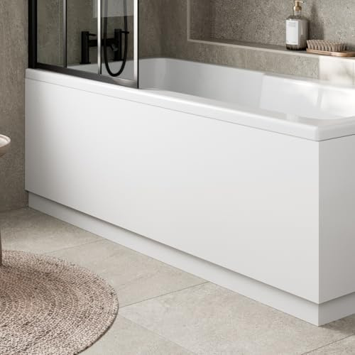 Aurora® Modern 1800mm Front Side MDF Bath Panel 18mm Wooden Panels for Bathroom Baths Soaking Tubs, Adjustable Plinth, Easy to Cut, White Gloss