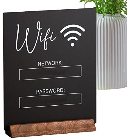 Panneau WiFi acrylique,Signalétique Wi-Fi pour chambre d'amis avec base en bois - Panneau WiFi autoportant pour le bureau, la maison, les affaires, la vente au détail, la table, le comptoir, le Imtrub