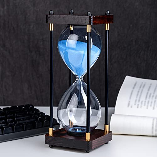 Sanduhr 30 Minuten Holz,Sanduhren Groß,Sanduhr Deko,Sanduhrgeschenk,Für Haus, Schreibtisch, Büro, Hochzeitsdekoration. (Blauer Sand)