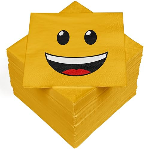 HEKU 100 Servietten, 3-lagig, 33x33cm I Saugstark und praktisch verpackt I Ideal für Hochzeiten, Jubiläen und besondere Anlässe, Smiley