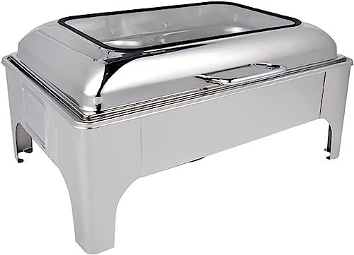 XENITE Buffet Service Food Heater - Food Warming Plates, Food Warming Buffet, Stainless Steel with Glass Plates, Fondue Buffet Set, Fondue Set Catering Buffet Heater.(Size:9L,Color:Golden)