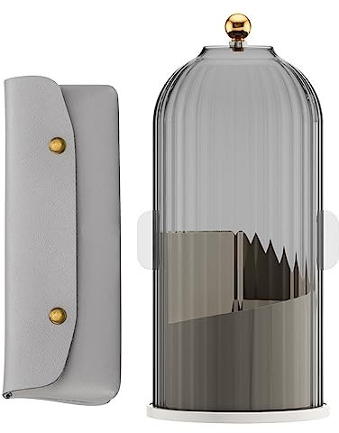 Makeup Brush Holder With Bag, 360 Rotating Organizer With Lid for Brushes, Lipstick, Lip Gloss, Eyeliner (02)