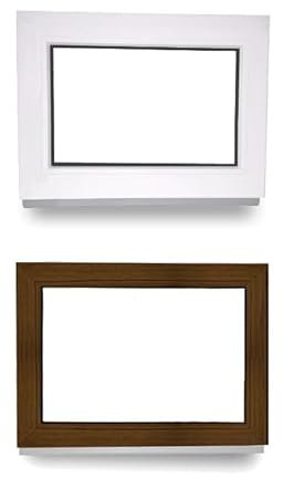 Kunststofffenster - Festverglasung - Fenster - innen weiß/außen nussbaum - BxH: 85 x 95 cm - 850 x 950 mm - 2 fach Verglasung - 60 mm Profil