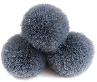 20 Stück 5cm Pompons Kunstfell Bommel Farbiger Fellknäuel mit Elastischer Schlaufe für DIY Basteln Weihnachtsdekoration Tischdekoration Geburtstagsdeko Kleideraccessoires,Grau